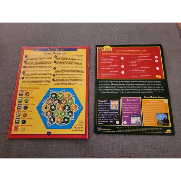 Settlers of Catan Game Rules And Almanac Replacement Game Part Piece - Picture 2 of 2